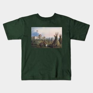 Fort Laramie (aka Sublette's Fort or Fort William) by Alfred Jacob Miller Kids T-Shirt